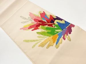 綴れ抽象葉模様織出し名古屋帯